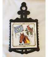 Cast Iron Trivet Ceramic Tile Kentucky Horse Racing State Bird, Flag FS - £20.32 GBP