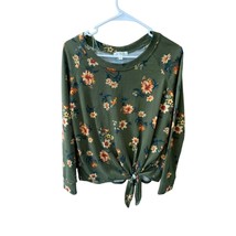 Nine Britton Womens Size XS Green Pullover Sweater Floral Tie Waist - £13.19 GBP