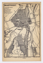 1885 Antique City Map Of Maastricht / Holland / Netherlands - $27.47