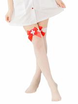 Angelique Womens Fishnet Contrast Nurse Badge Costume Thigh High Stockings - $19.95