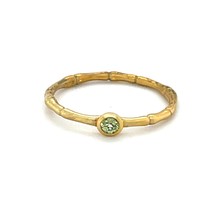 Sterling 18k Yellow Vermeil Bamboo w/ Bezel Set Peridot Ring Sz 5.50 - $58.41