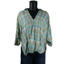 Anthropologie Holding Horse Plaid 1/2 Sleeve Wrap Shirt - Size 4 - Overs... - £6.23 GBP