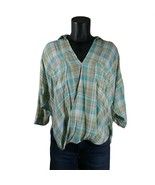 Anthropologie Holding Horse Plaid 1/2 Sleeve Wrap Shirt - Size 4 - Overs... - £6.23 GBP