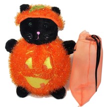 RARE Bath &amp; Body Works Halloween Black Cat in Pumpkin HTF Plush Stuffed Animal - £48.10 GBP
