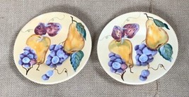 Zrike Hand Painted Fruit Pattern Butter Pat Plates Saucers Trinket Dish Set - $8.91