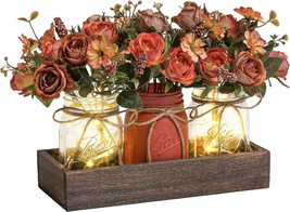 3 Pcs Mason Jar Centerpiece Table Decorations For Dining Table Decor, Orange - $40.97