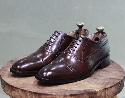 Men's New Handmade Leather Shoes Brown Leather Lace Up Stylish Cap Toe Dress