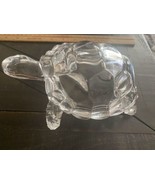 Clear  Glass Turtle Tortoise Figurine Paperweight - length 7 in  width 5 in - £15.60 GBP