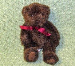 7&quot; Russ Berrie Rothschild Teddy Bear Plush Stuffed Animal Brown Burgundy Ribbon - £3.59 GBP