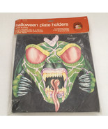 Retro Halloween green monster paper plate holders and plates forget me not - $31.24 CAD