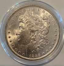 Beautiful 1885-O Morgan Silver Dollar In Airtight Capsule. Very Nice Coin!!!!! - £56.86 GBP