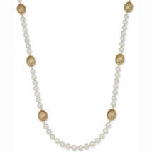 Charter Club Large Bead and Imitation Pearl Long Necklace - £15.69 GBP