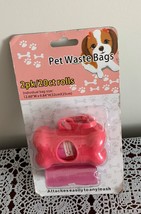 Dog 40 Waste Bags 2 Rolls with Pink Bone Shaped Bag Holder Belt Clip Bra... - $10.99