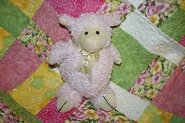 Best Made Toys Easter Lamb 11&quot; Egg Bow Pink Curly Plush Stuffed Sheep So... - £9.27 GBP