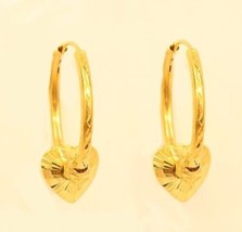 18k gold  hoop heart earring from Thailand #31 - $246.51