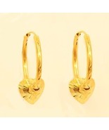 18k gold  hoop heart earring from Thailand #31 - £197.52 GBP