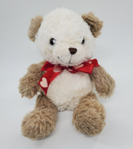 Walmart Cream Brown Bear Valentine Plush 8&quot; Stuffed Animal Toy B39 - £9.40 GBP