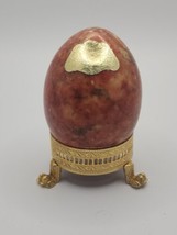 Vintage Hand Carved Alabaster Reddish Egg Paperweight Made in Italy PB192 - £11.79 GBP
