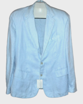120% Lino Light Blue Linen Men&#39;s Regular Fit Blazer Jacket Size US 3XL - £237.59 GBP