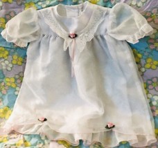 Rose Cottage Vintage Sheer White Dress Pink Roses Sz 24 Months - £25.42 GBP