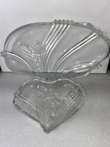 Vintage Early 1990’s Mikasa Crystal Oval Serving Platter W/ Candy Dish Daffodil - £22.41 GBP