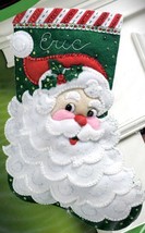 DIY Bucilla Jolly St Nick Santa Face Beard Christmas Eve Felt Stocking K... - £29.53 GBP