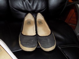 Ugg Australia Indah Black Canvas Flats Shoes Back Bow Detail Size 10 Women&#39;s Euc - £36.39 GBP