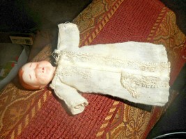 Antique Small Hand Stitched Made Female Cloth Doll w Stitched Face W Child - £14.12 GBP