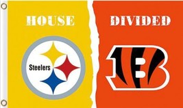 Pittsburgh Steelers and Cincinnati Bengals Divided Flag 3x5ft - £12.48 GBP