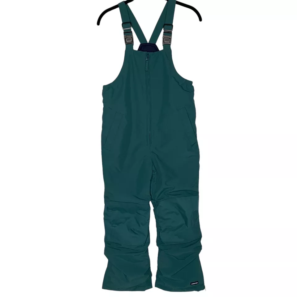 Lands End Squall Iron Knee Snow Bibs Size 7 Husky Green Waterproof Insulated - £33.31 GBP