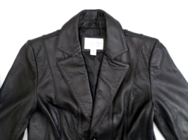Worthington Women&#39;s Coat Jacket S Soft Genuine Lambskin Leather Black - £37.58 GBP