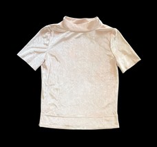 Anthropologie Women’s Pink Rose Velvet Mock Neck Top XS NWT $68 Short Sl... - $21.77