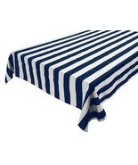 58&quot;x144&quot; - Navy and White - 2 Inch Stripes Tablecloth Polycotton Wedding... - £54.91 GBP