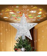 PliMook Christmas Tree Topper LED 3D Glitter Rotating Silver Star Light - $27.15 CAD