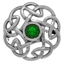 Jewelry Trends Round Irish Celtic Thistle Sterling Silver Brooch Pin with Simula - £46.65 GBP
