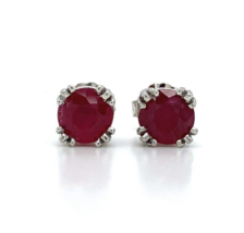 Platinum 1.72 Carat Genuine Natural Ruby Stud Earrings Jewelry (#J6318) - $1,759.04 CAD