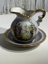 Vintage Coffee Tea Creamer Jug Matching Saucer Gold Rimmed Made in Japan - £23.62 GBP