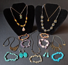 Vintage Jewellery Job Lot Semi Precious Gem Stone Necklaces, Bracelets Earrings - £34.14 GBP