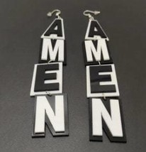 Customize Long Black/White Amen Dangle Earring Design - $25.00