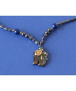 Jewelry-SKU#x157/Vintage Hematite Necklace with Elephant Penda - $21.60