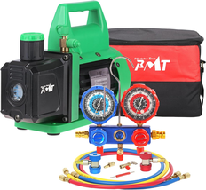 4.5 CFM Pump W/Aluminum Manifold Gauge, Quick Couplers, 410 Adapter, Can... - $205.75