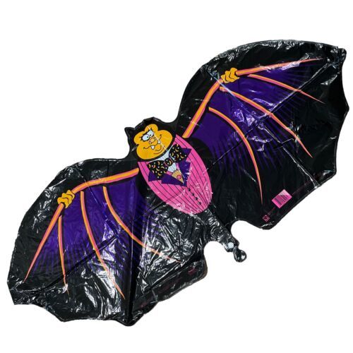 Pioneer Vintage 1999 Mylar Dracula Bat Halloween Oversized Party Balloon... - $24.16