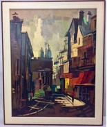Mid Century Carlo of Hollywood Painting Oil on Canvas Abstract Cityscape... - €299,53 EUR