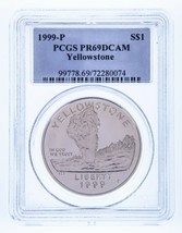 1999-P $1 Silver Commemorative Yellowstone Round Graded by PCGS as PR69DCAM - £54.85 GBP
