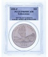 1999-P $1 Silver Commemorative Yellowstone Round Graded by PCGS as PR69DCAM - £53.89 GBP