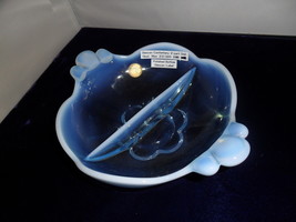 Duncan Miller Canterbury candy dish blue opalescent divided two parts BEAUTIFUL - £43.52 GBP