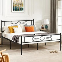 Vecelo Full Size Metal Platform Bed Frame With Headboard/Steel Slat Supp... - $90.99