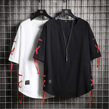 Explosive Youth Short-Sleeved T-Shirt With String Decoration - $46.30