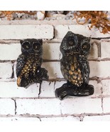 Mid-Century Modern Chalkware Vintage Owl Wall Hangings Plaques Decor Set/2 - £19.86 GBP