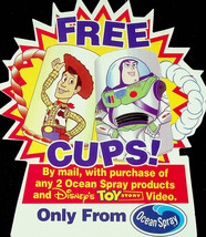 Ad for Disney&#39;s Toy Story Video from Ocean Spray - Vintage - 1996 - £11.75 GBP